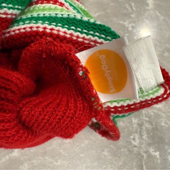 SimplyDog Christmas Dog Sweater Size M Red Green Striped Bone - Picture 4 of 8